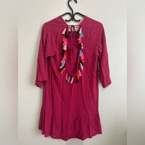 Pink Relaxed Tie Front Tunic Top